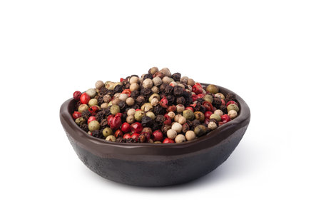 mixture peppers on white backgroundの写真素材