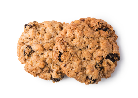 oatmeal cookies  on a white backgroundの写真素材