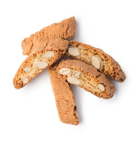 cantuccini cookies on white backgroundの写真素材