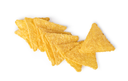 nachos chips on white backgroundの写真素材