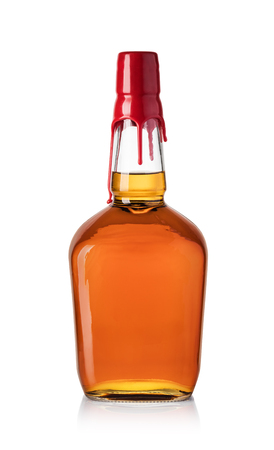 whiskey bottle isolated on white backgroundの写真素材