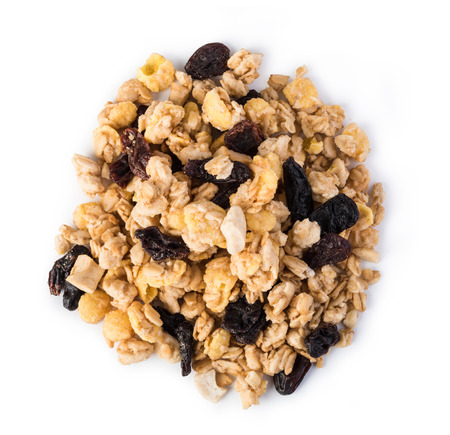 muesli isolated on white backgroundの写真素材