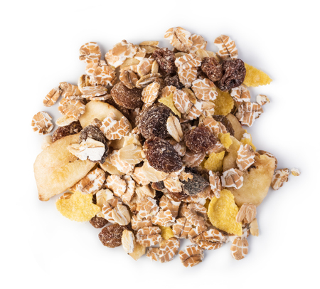 muesli isolated on white backgroundの写真素材