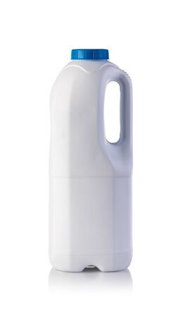 milk bottle on a white backgroundの写真素材