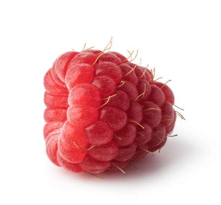 ripe raspberry isolated on white backgroundの写真素材
