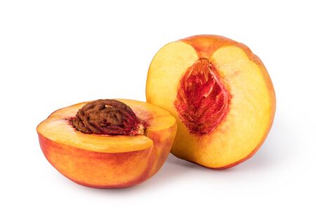 Nectarine fruit isolated on white backgroundの写真素材