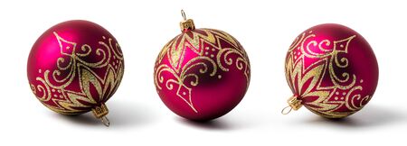 red christmas ball, isolated on white backgroundの写真素材