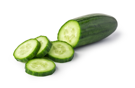 Cucumber isolated on white backgroundの写真素材