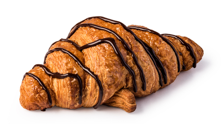freshly baked croissants on wooden table, Isolated On White Backgroundの写真素材