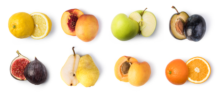 fruit set isolated on white backgroundの写真素材