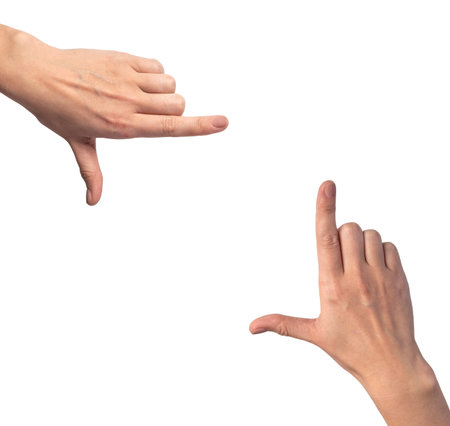 Woman's hand isolated on whiteの写真素材