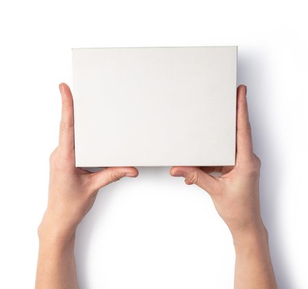 Woman's hand isolated on whiteの写真素材