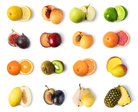 Fruit set isolated on whiteの写真素材