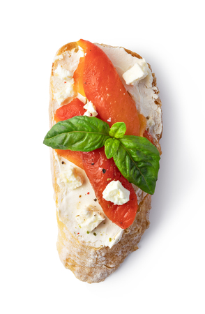 Traditional Italian Bruschetta on whiteの写真素材