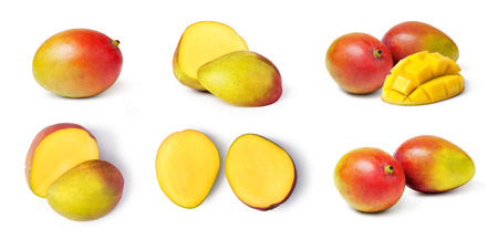 Mango fruit set isolated on whiteの写真素材