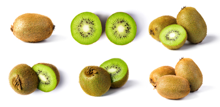 Kiwi fruit set isolated on whiteの写真素材