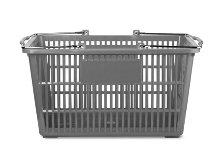Empty shopping basket isolated on white backgroundの写真素材