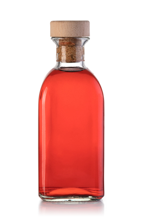 red wine bottles isolated on white backgroundの写真素材