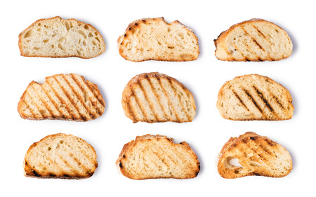 slices toast bread isolated on white backgroundの写真素材