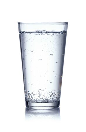 glass of mineral water on white background