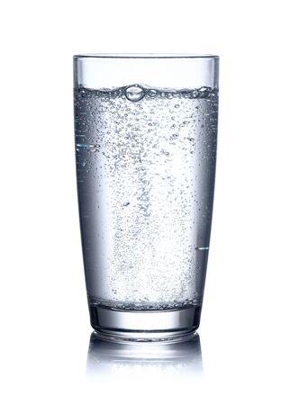 glass of mineral water on white backgroundの写真素材