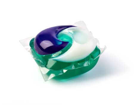 washing gel capsule isolated on white backgroundの写真素材
