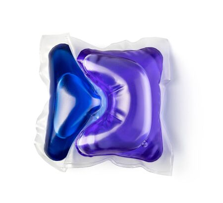 washing gel capsule isolated on white backgroundの写真素材