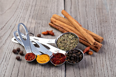 Spices set isolated on a table