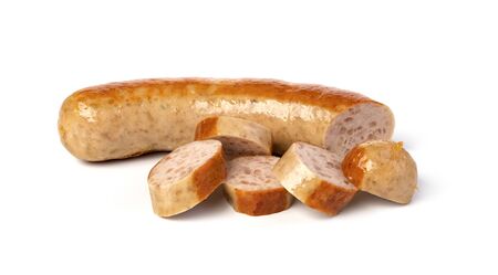 German sausage isolated on white backgroundの写真素材