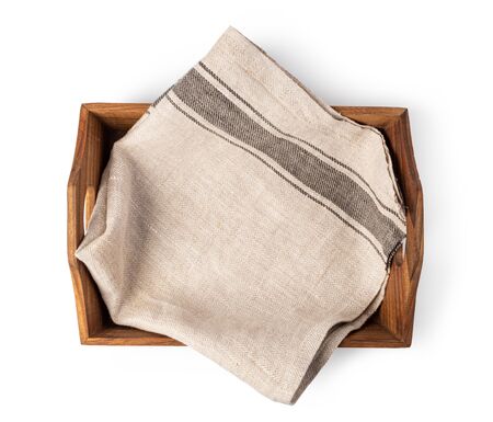 Empty bread basket isolated on white backgroundの写真素材