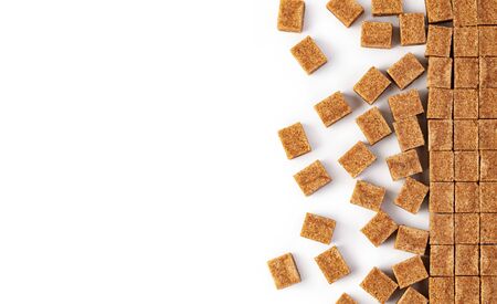 Cubes of sugar on white backgroundの写真素材