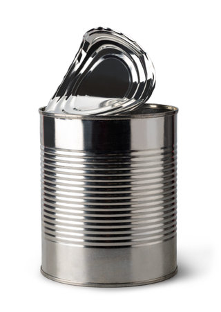 Closed tin can isolated on white