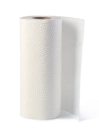 Paper towel roll on white backgroundの写真素材