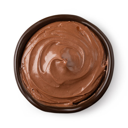 bowl with chocolate spread on white background isolatedの写真素材