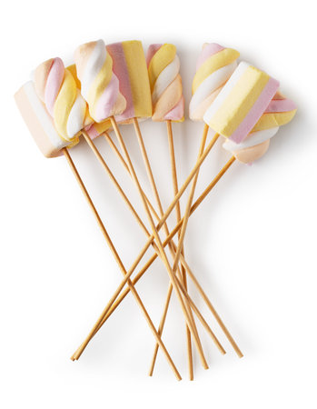 delicious marshmallows isolated on a white backgroundの写真素材