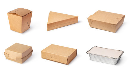 brown unlabeled paper food box isolated on white background