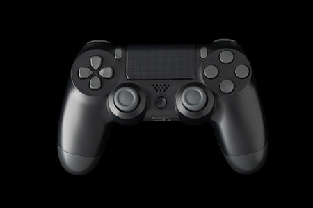 video game joysticks isolated on a black background