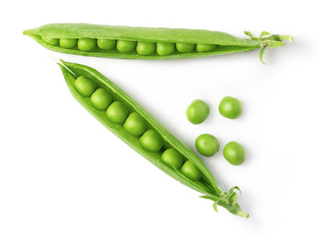 green pea vegetable bean isolated on white backgroundの写真素材