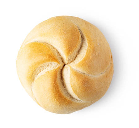 Tasty fresh bun, isolated on white backgroundの写真素材