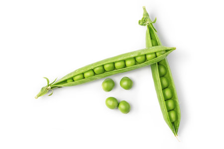 green pea vegetable bean isolated on white backgroundの写真素材