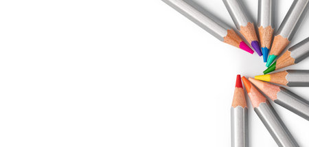 wooden color pencils isolated on a white isolated background
