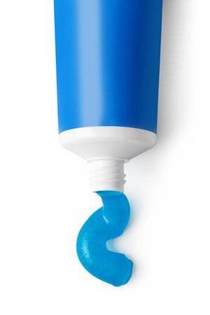 tube of toothpaste on a white backgroundの写真素材