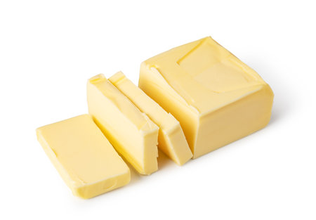 piece of butters isolated on white backgroundの写真素材