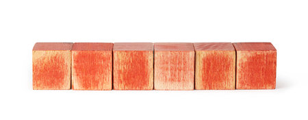 Wooden cubes, isolated on white backgroundの写真素材