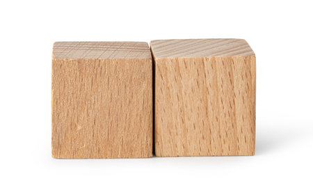 Wooden cubes, isolated on white backgroundの写真素材