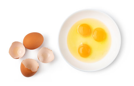 chicken egg isolated on white backgroundの写真素材
