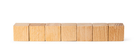 Wooden cubes, isolated on white backgroundの写真素材