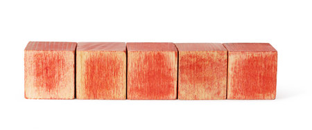 Wooden cubes, isolated on white backgroundの写真素材