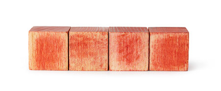Wooden cubes, isolated on white backgroundの写真素材