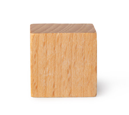 Wooden cubes, isolated on white backgroundの写真素材